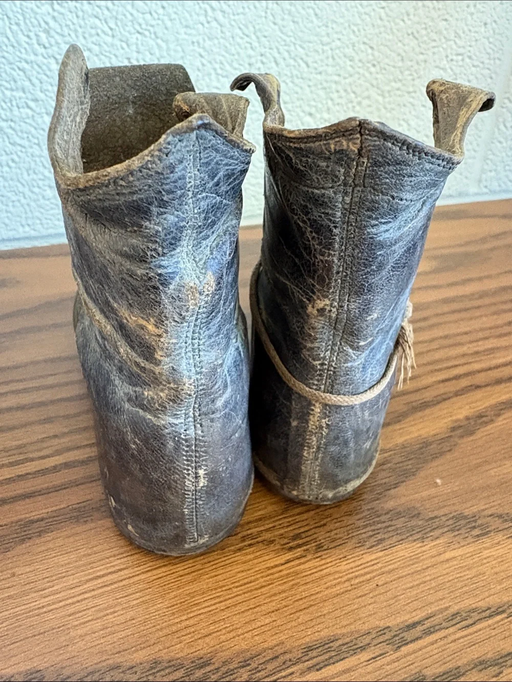 Antique Victorian Leather Child Boots High Top Well Worn Primitive